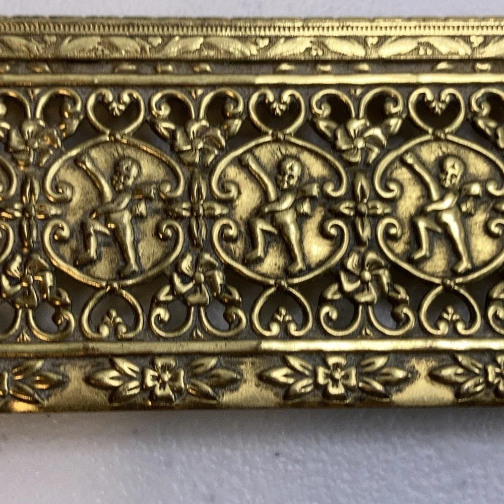 Vintage‎ MCM Gold Tone Brass Tissue Box Filigree Holder Ornate Hollywood Regency